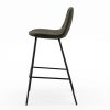 Set of 2 - Modern Counter Height Barstool with Low Back Dark Grey Fabric Seat