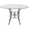 Round 48-inch Glass Top Dining Table with Matte Gold Metal Frame