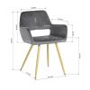 Set of 2 Modern Dark Grey Velvet Upholstered Dining Chair with Gold Metal Legs