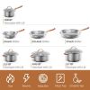 11 Piece Stainless Steel Kitchen Cookware Set Gold Handles