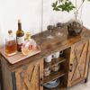 Rustic FarmHome 2 Barn Door Sideboard with Cupboard and Shelves