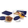 10-Piece Glass Bakeware Food Storage Set with Blue Plastic Lids Dishwasher Safe