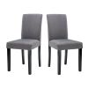 Set of 2 - Grey Fabric Dining Chairs with Black Wood Legs