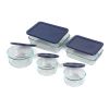 10 Piece Glass Bakeware Set w/ Blue Lids Oven Microwave Dishwasher Freezer Safe