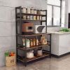 Industrial Modern Kitchen Bakers Rack Brown Woodgrain Sturdy Metal Frame