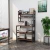 Industrial Modern Kitchen Bakers Rack Brown Woodgrain Sturdy Metal Frame