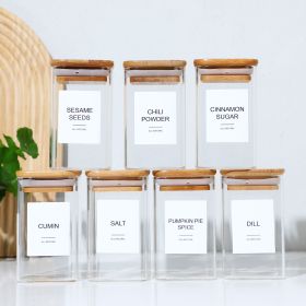 12 Pcs Square Spice Jars With 72 Stickers, Kitchen Pepper Jars For Salt Seasoning, Snacks, Tea, Coffee