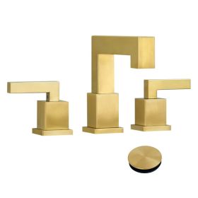 Brushed Gold 3-Hole Low-Arch 8 Inch Widespread Bathroom Faucet