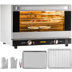 VEVOR Commercial Convection Oven, 47L/43Qt, Half-Size Conventional Oven Countertop, 1600W 4-Tier Toaster w/ Front Glass Door