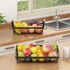 2 Tier Fruit Basket Bowl Farmhouse with Side Hooks for Kitchen Countertop