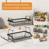 2 Tier Fruit Basket Bowl Farmhouse with Side Hooks for Kitchen Countertop