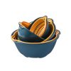 6pcs Household Drain Basket Set; Plastic Double Layered Kitchen Food Strainer Fruits Vegetable Washing Basket; Stackable Drain Bowls For Cleaning Wash