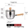 Stainless steel snow flat pan Japanese wooden handle milk pot uncoated household baby auxiliary pot soaking noodles non-stick hammer grain saucepan