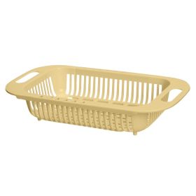 1pc Retractable Fruits And Vegetables Drain Basket; Extendable Over The Sink; Adjustable Strainer; Sink Washing Basket For Kitchen (Color: Beige Color)