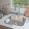 Silicone Grid Sink Mat with Central Drain Hole Non-Slip Kitchen Stainless Steel Sink Protector